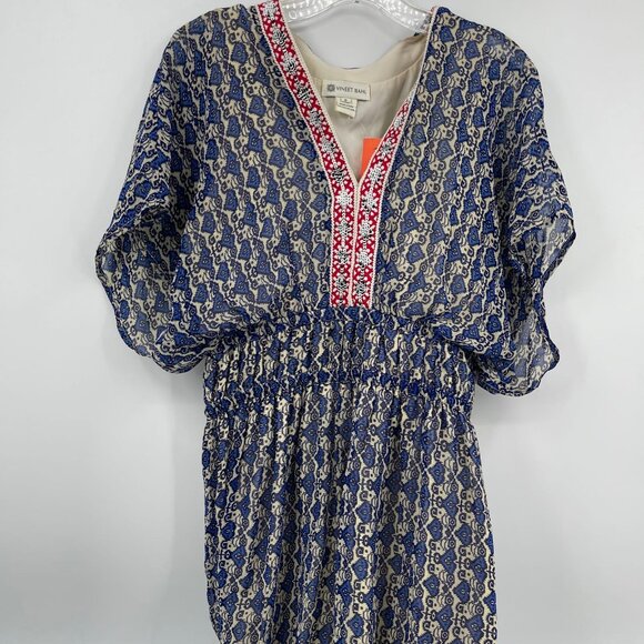Vineet Bahl Red & Blue Pullover Maxi Dress | V-Neck Design - Picture 3 of 4